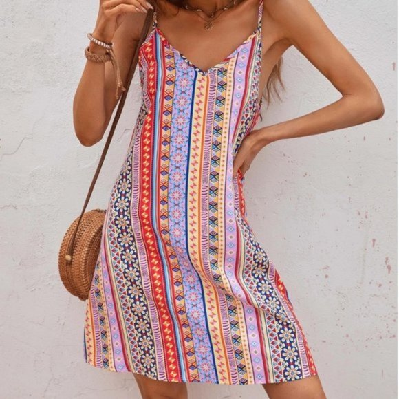 Boho Floral Print Cami Dress - Picture 1 of 6